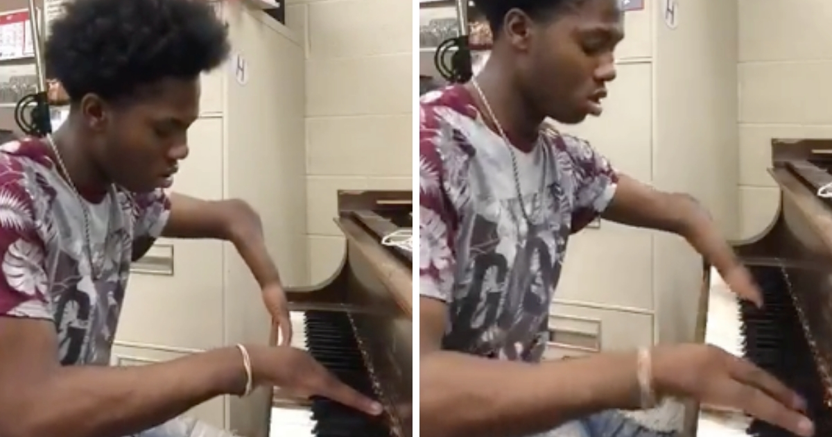 Teen with Four Fingers Plays Piano