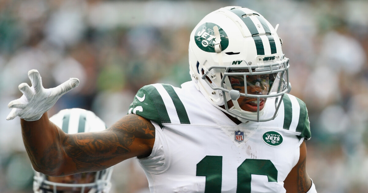 Wide receiver Terrelle Pryor of the New York Jets celebrates after scoring a touchdown against the Indianapolis Colts at MetLife Stadium on Sunday.