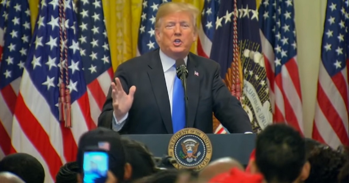 President Donald Trump speaks Friday to the Young Black Conservatives Leadership summit at the White House.