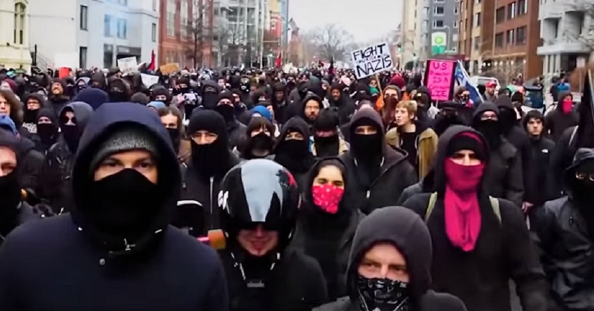 A scene from the movie "Trump @ War" shows the so-called "antifa" rioters gathering for violence.