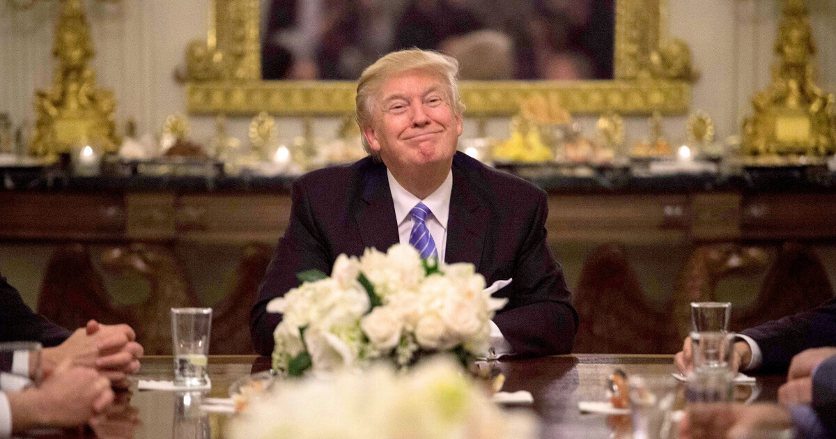US President Donald Trump during a reception with Congressional leaders at the White House
