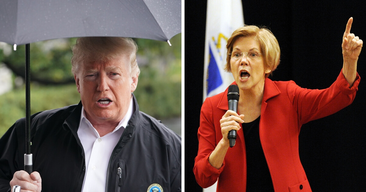 President Donald Trump (left) and Sen. Elizabeth Warren (right)