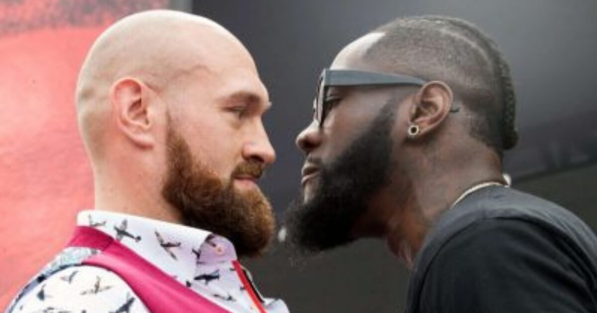Tyson Fury, left, and Deontay Wilder face off Tuesday during a news conference in New York ahead of their heavyweight world championship boxing match in Los Angeles on Dec. 1.