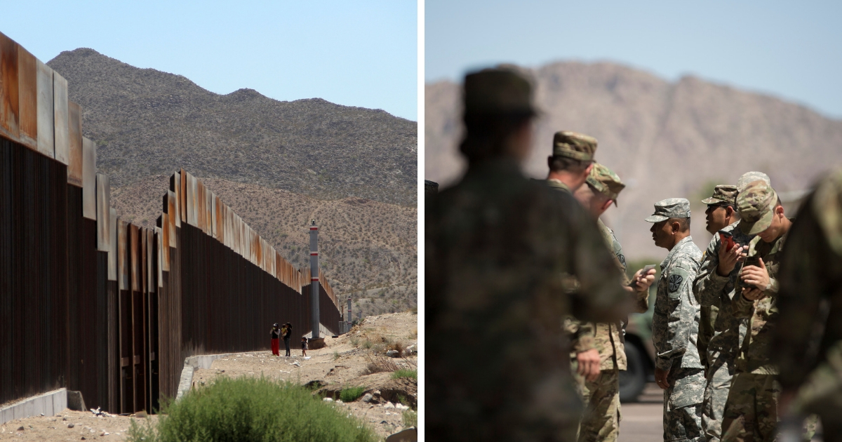 US Mexico border and US troops deployed to the border