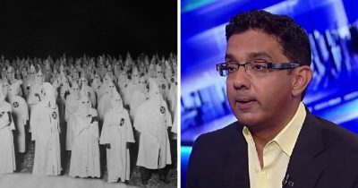 Image of a 1920 Ku Klux Klan rally and a file photo of documentary film maker Dinesh D'Souza