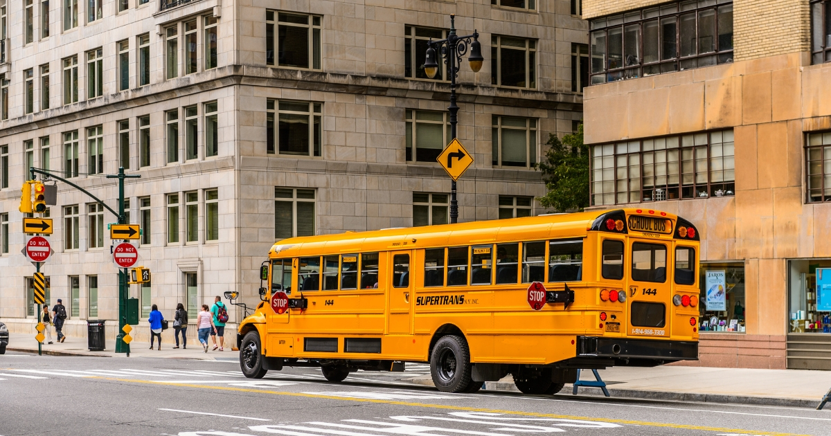 Bus parked at public school