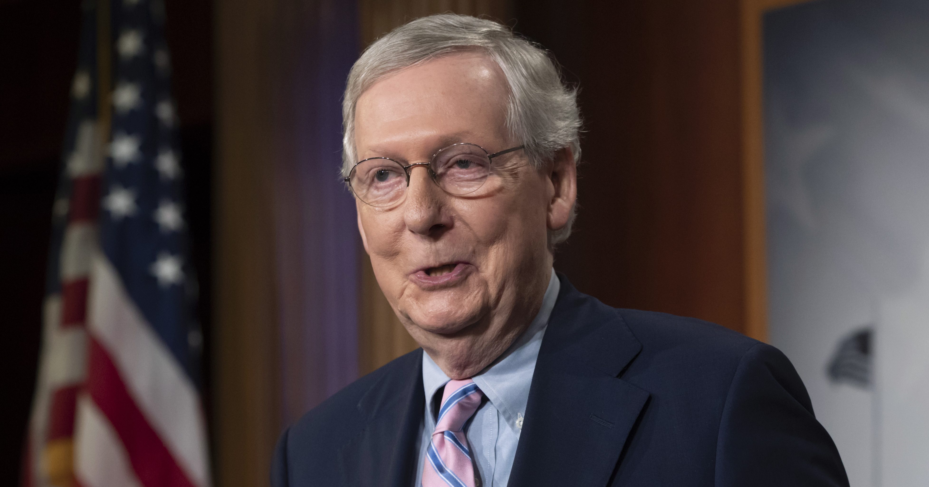 Senate Majority Leader Mitch McConnell, R-Ky., speaks to reporters