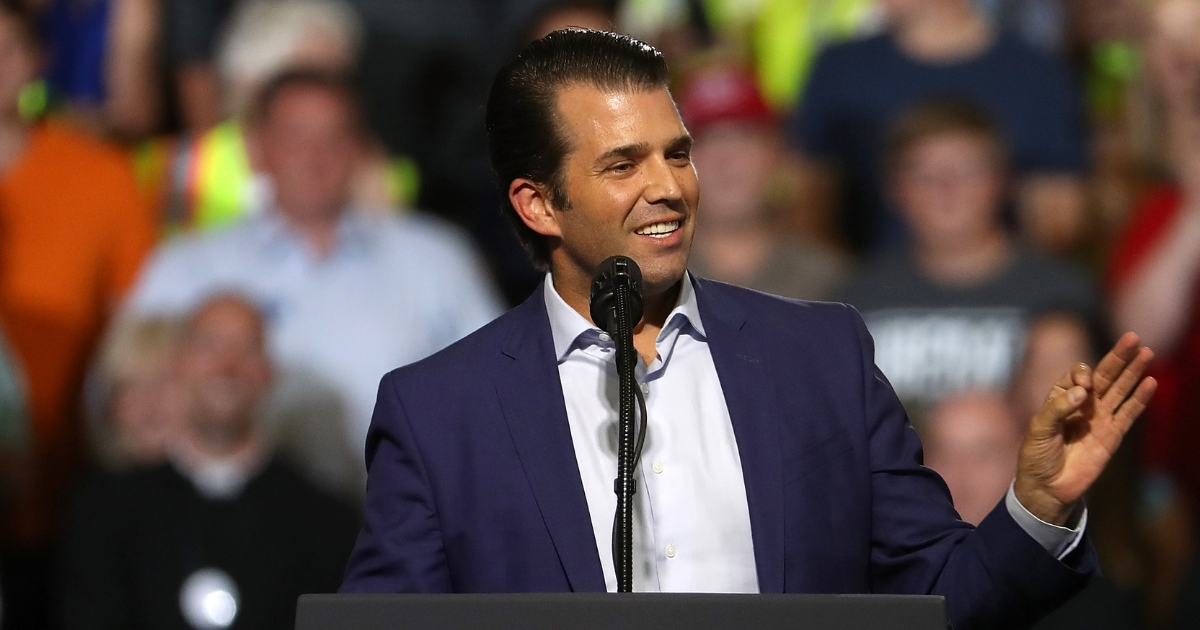 Donald Trump Jr. speaks during a campaign rally