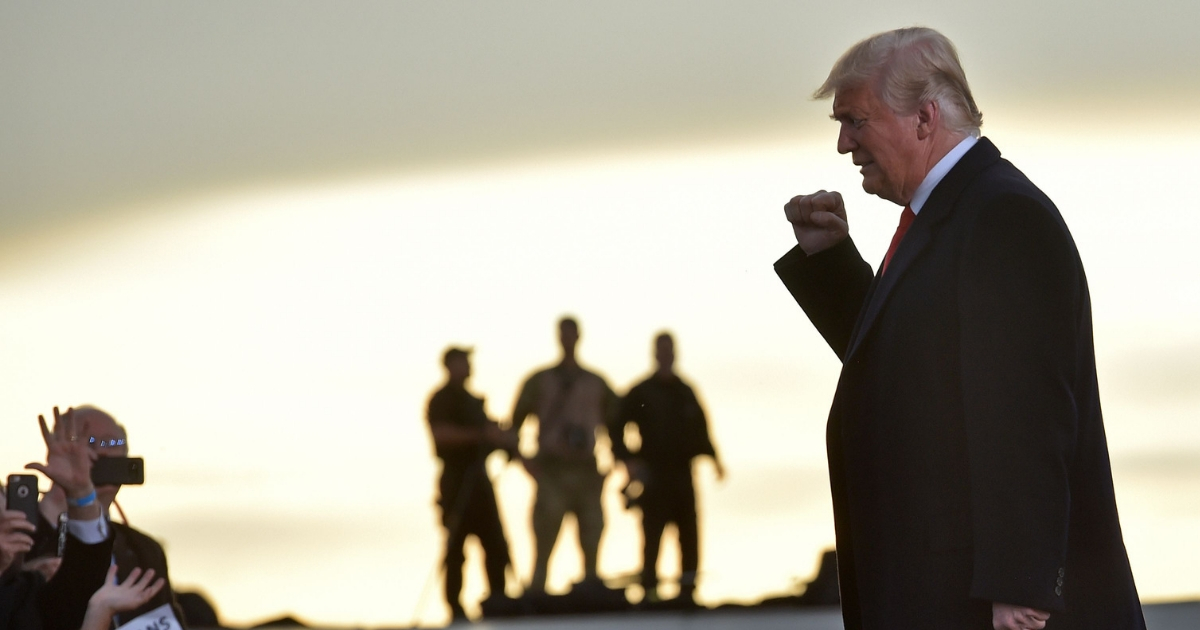 President Donald Trump arrives to a 'Make America Great' rally in Missoula, Montana.