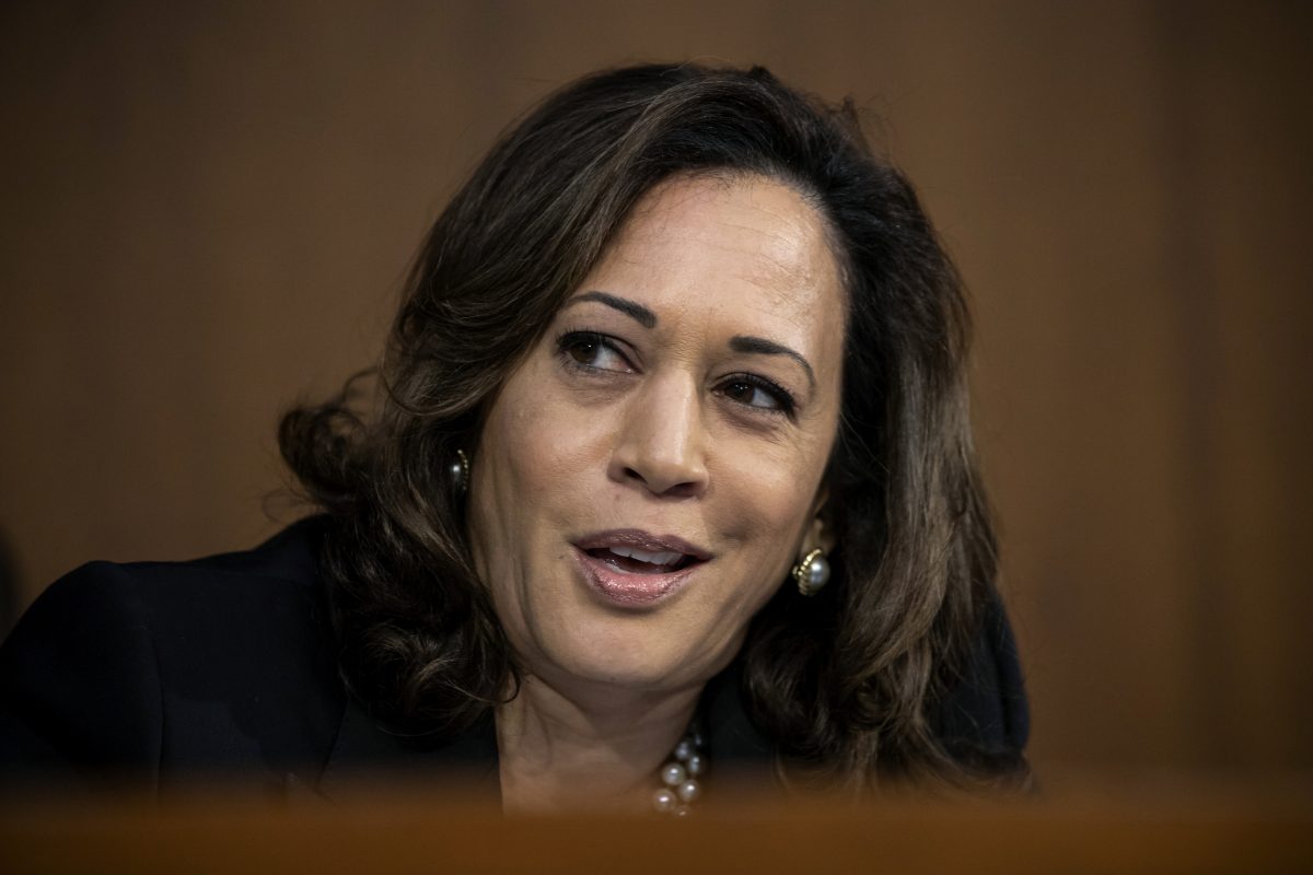 In this Sept. 4, 2018, file photo, Sen. Kamala Harris, D-Calif., speaks during the confirmation hearing of President Donald Trump's Supreme Court nominee, Brett Kavanaugh, on Capitol Hill in Washington. Harris is making her debut in South Carolina as a potential presidential candidate.