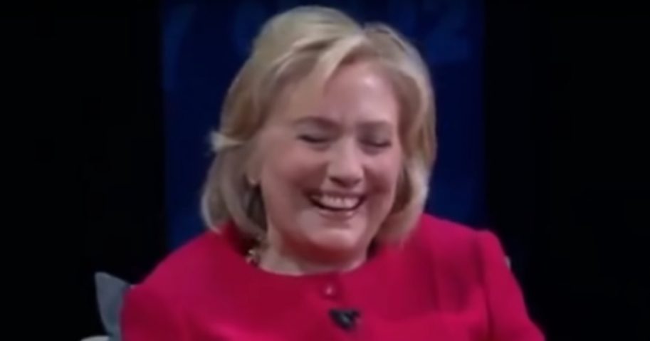 Hillary Clinton laughing during NYT interview.