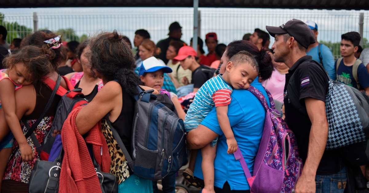 Honduran migrants taking part in a caravan heading to the U.S.