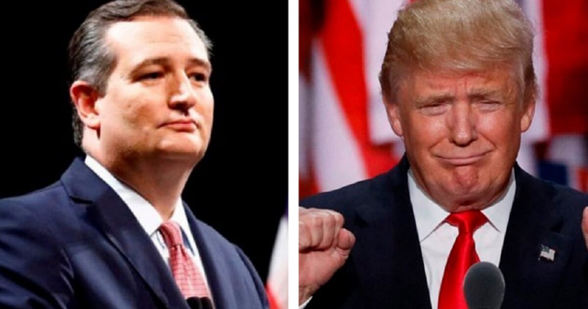 Texas Sen. Ted Cruz, left; and President Donald Trump