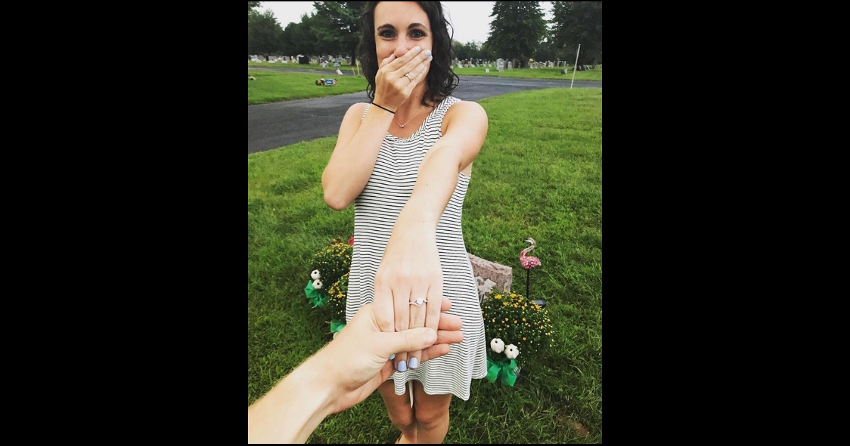 Woman shows off engagement ring