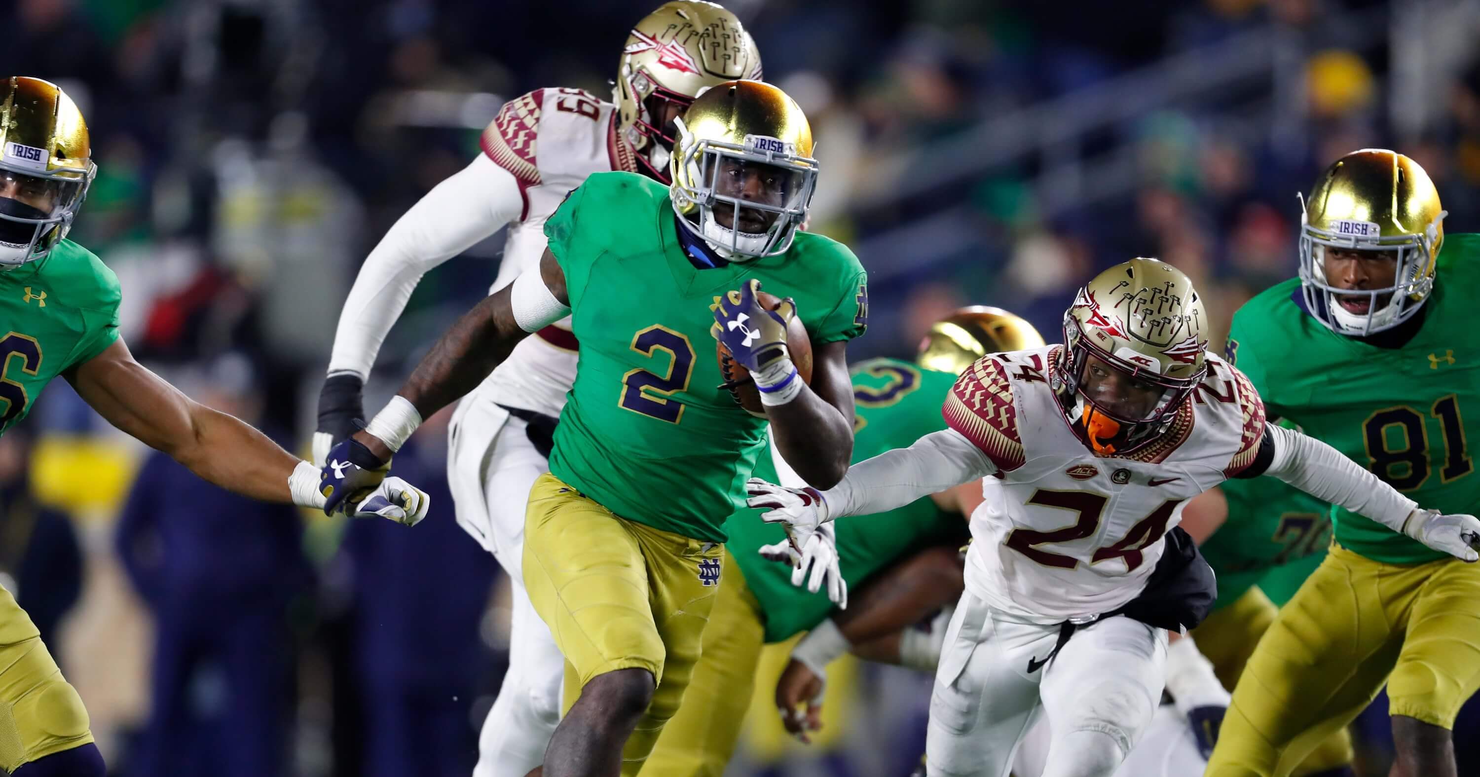 Notre Dame running back Dexter Williams runs for a touchdown against Florida State on Saturday in South Bend, Indiana.