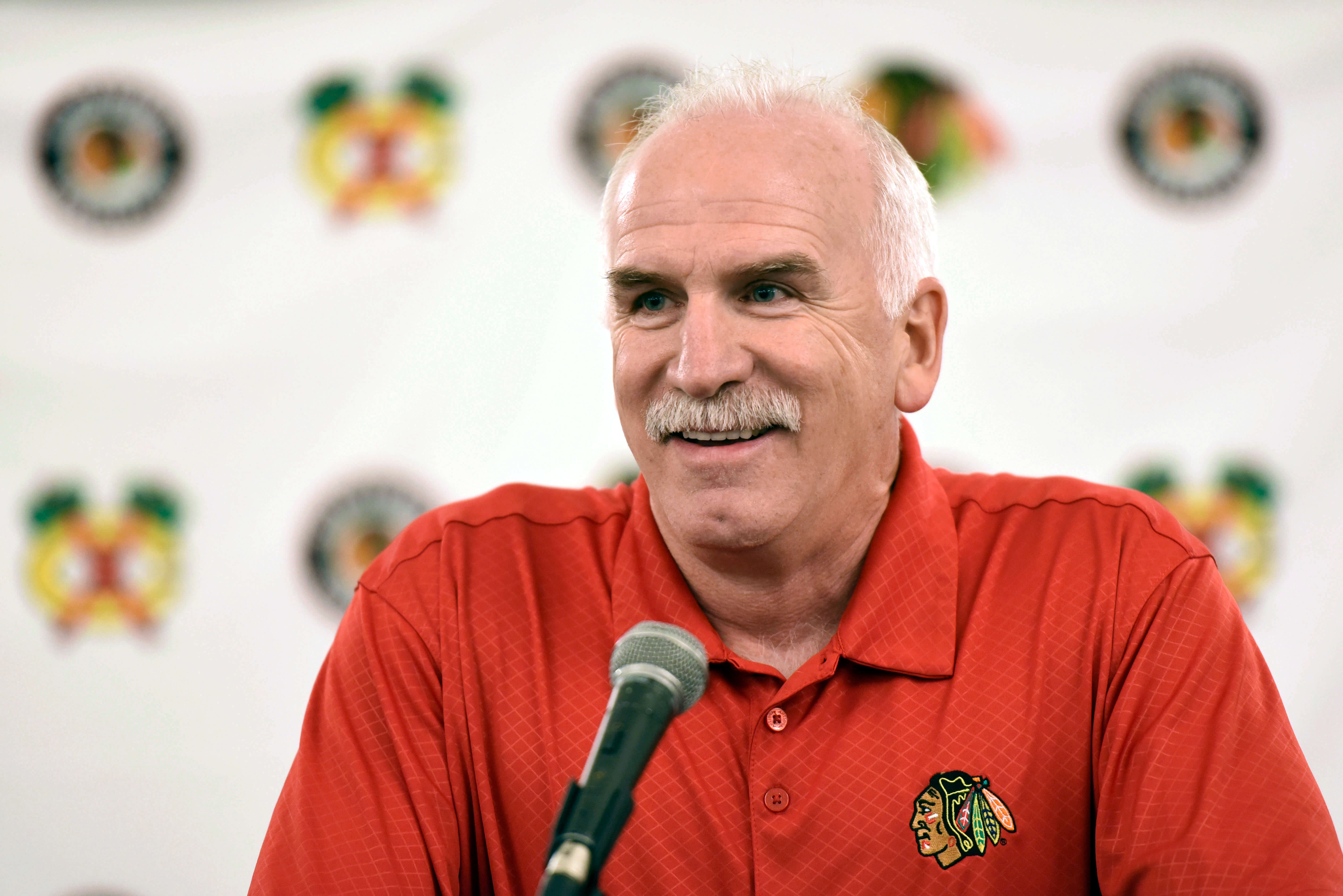 Joel Quenneville speaks during a news conference in 2017.