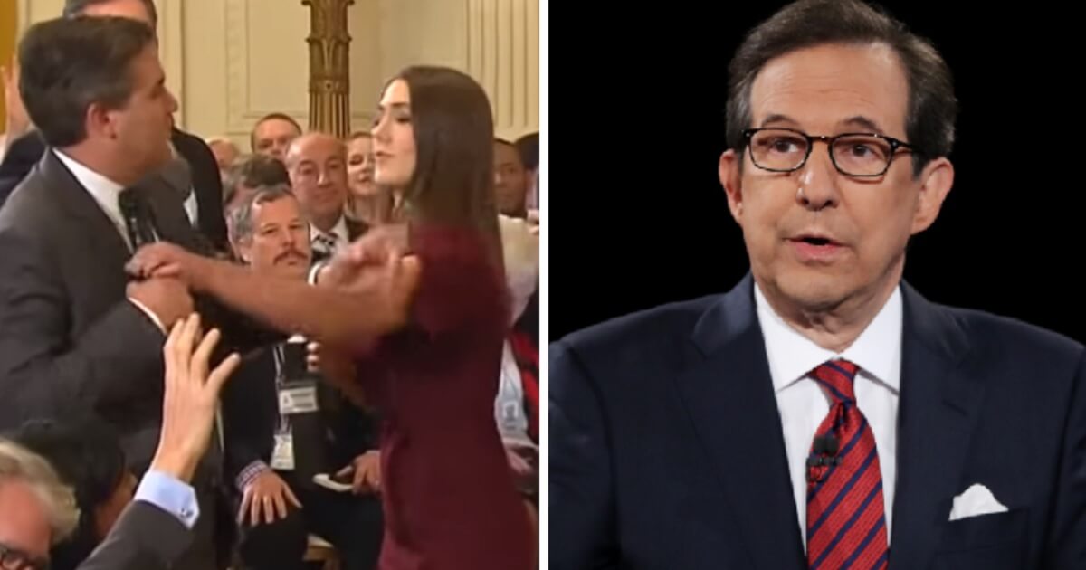 Clip from Acosta's White House strugle, left; Chirs Wallace, right.