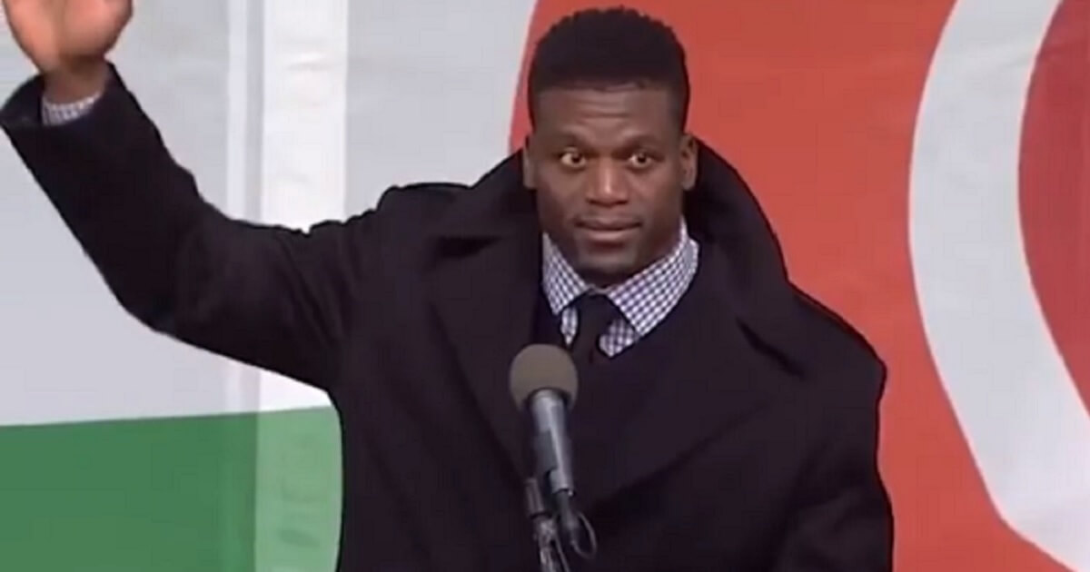 NFL veteran Benjamin Watson delivers an impassioned speech on behalf of the unborn during the Jan. 27, 2017, March for Life in Washington.
