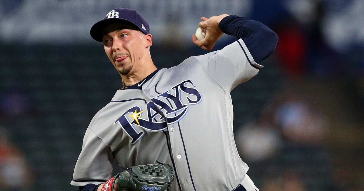 Blake Snell of the Tampa Bay Rays pitches against the Texas Rangers on Sept. 18.