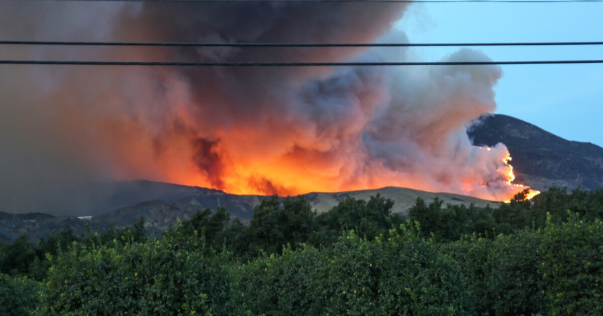 A wildfire in Southern California