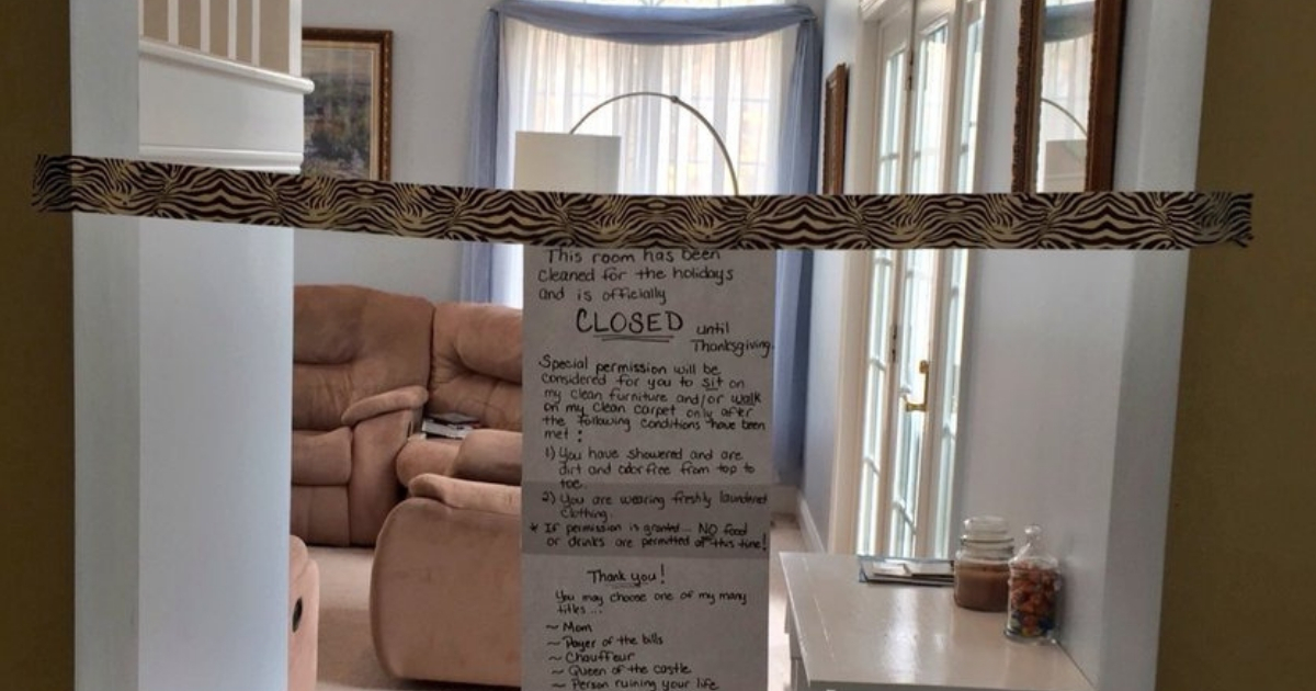 A mom closed off her living room.