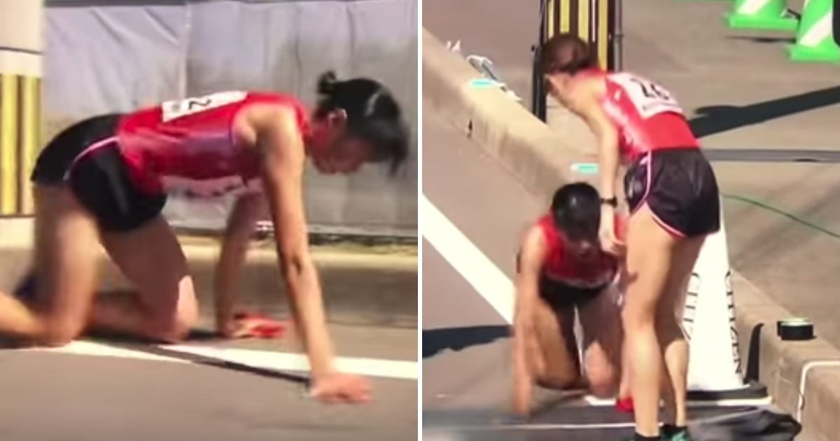 Woman Crawls to Finish Race