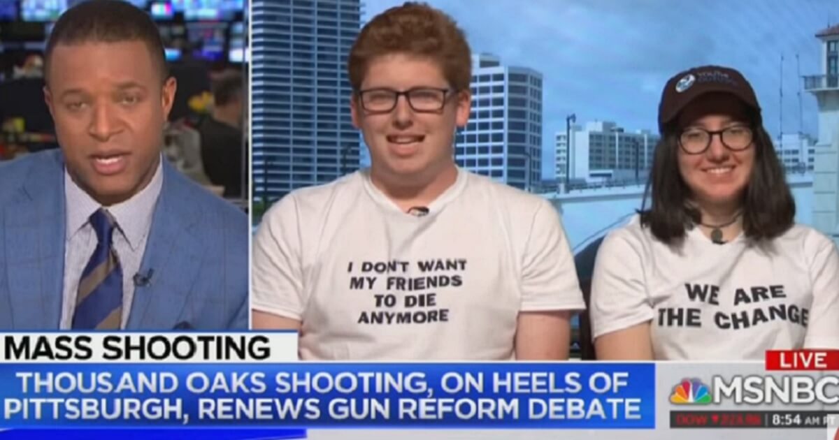 Matt Deisch, center, the brother of a Parkland, Florida, shooting survivor, was not happy MSNBC's Craig Melvin, left, confused him with his brother, twice.