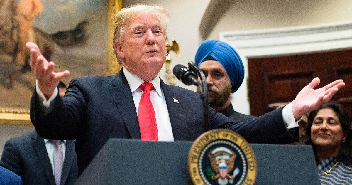 President Donald Trump speaks during the Diwali ceremonial lighting of the Diya at the White House in Washington, D.C., on Nov. 13, 2018.