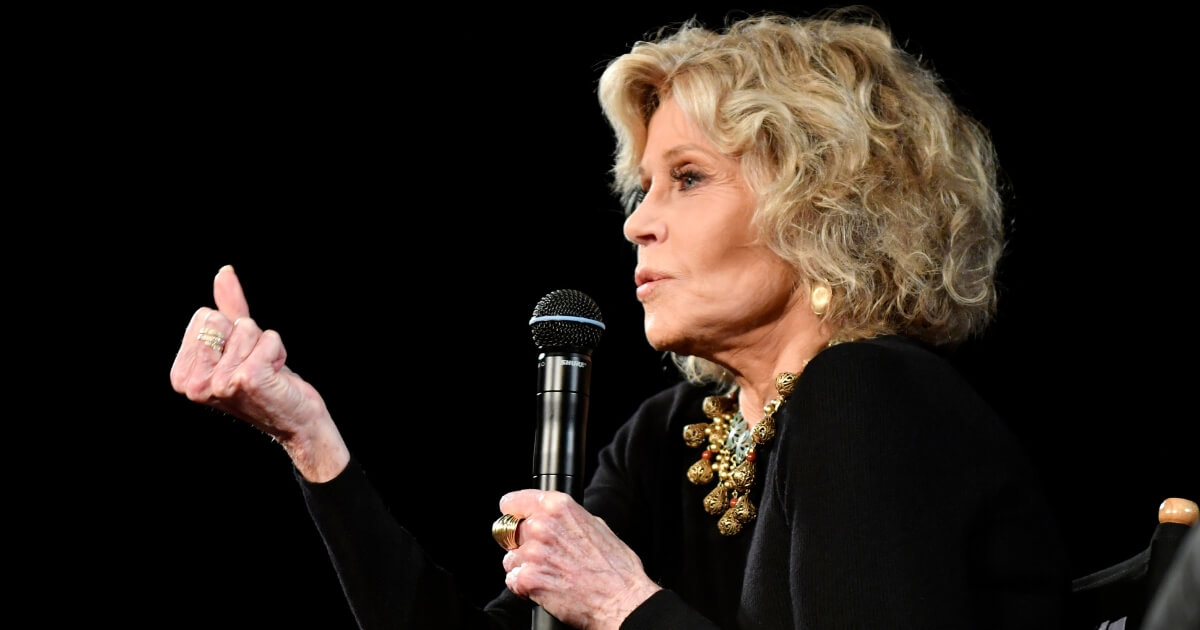 Jane Fonda speaks at an event in Paris on Oct. 22.
