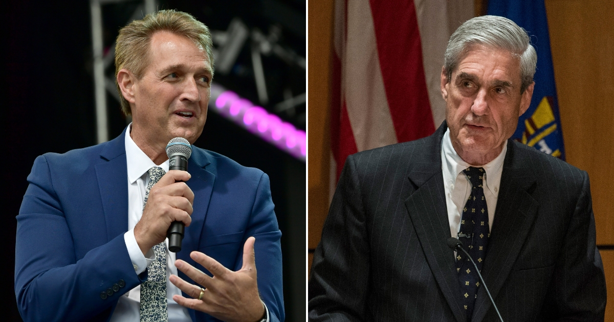 Jeff Flake, left, and Robert Mueller, right.