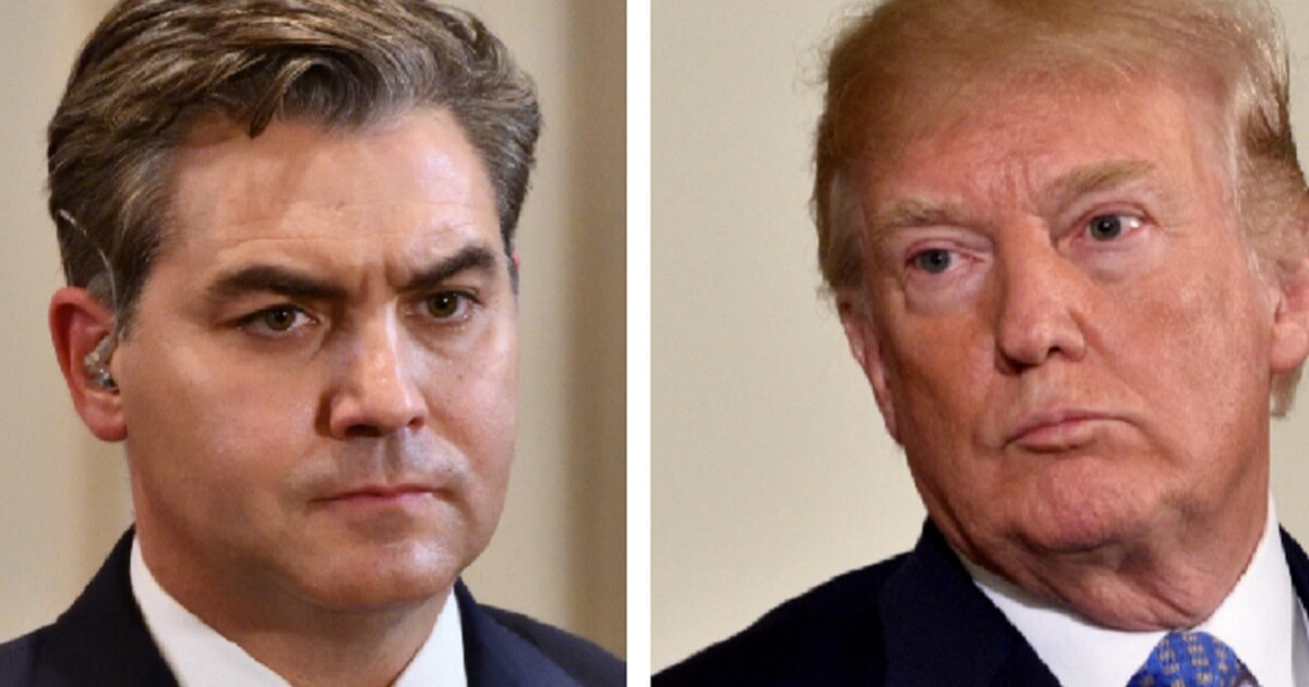 CNN White House correspondent Jim Acosta, left; and President Donald Trump, right.