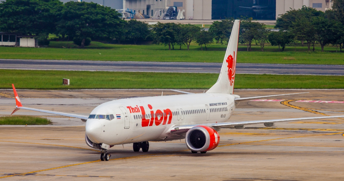 A Lion Air 737 Max, similar to the model that crashed last week off the coast of Indonesia, is seen after arriving in Bangkok on Oct. 13.