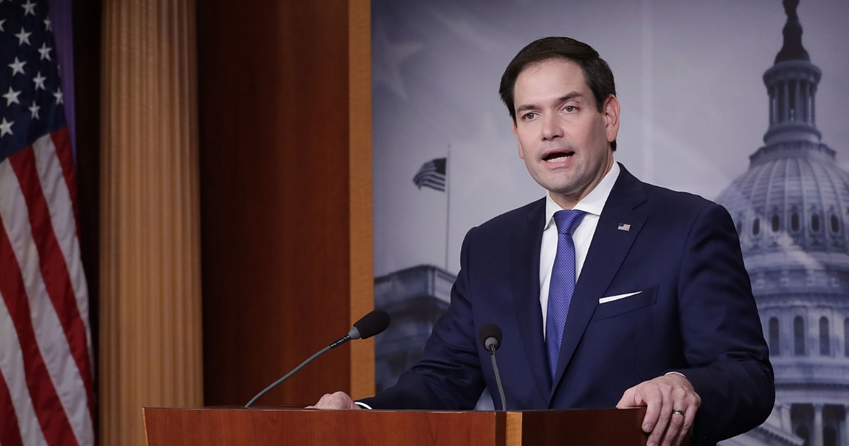Sen. Marco Rubio holds a news conference at the U.S. Capitol Aug. 2, 2018.