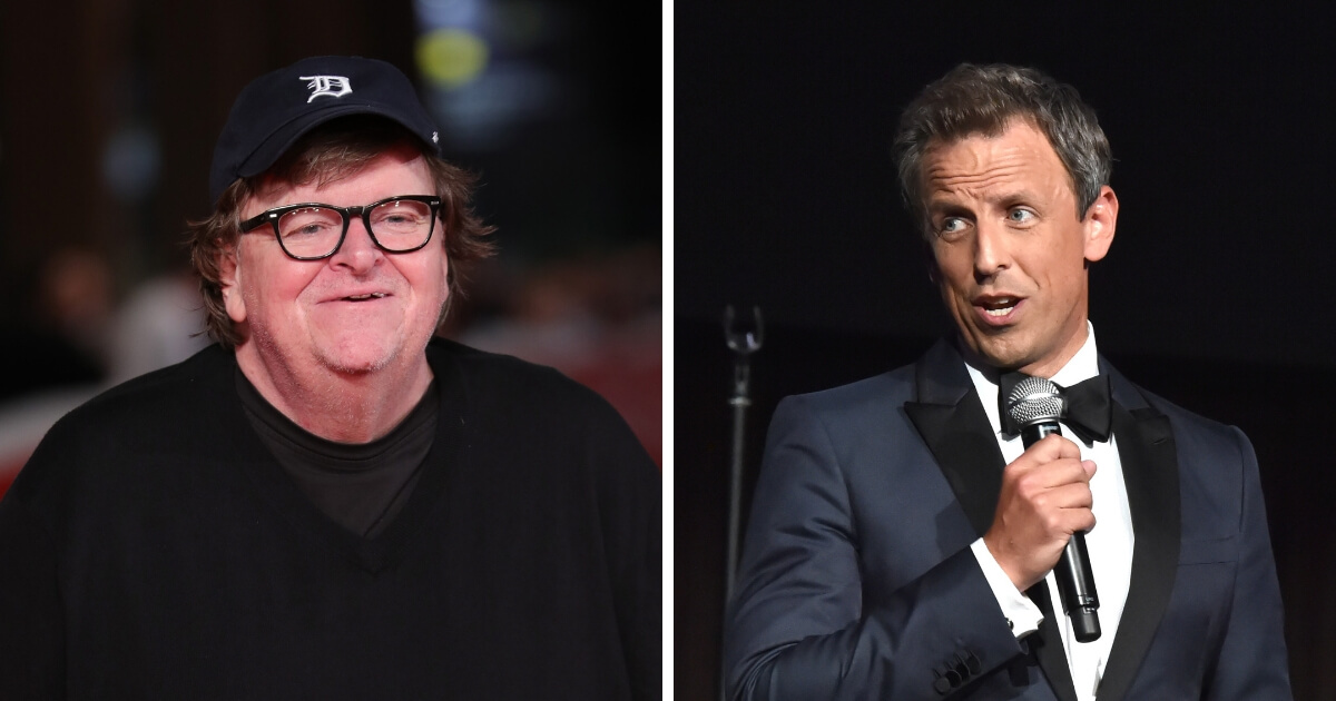 Michael Moore and Seth Meyers