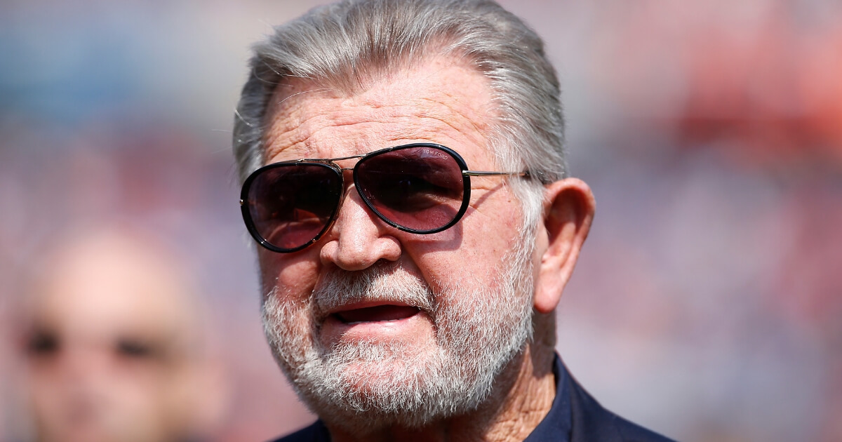 Former Chicago Bears head coach Mike Ditka walks the sidelines during the team's Sept. 10, 2017, game against the Atlanta Falcons at Soldier Field.