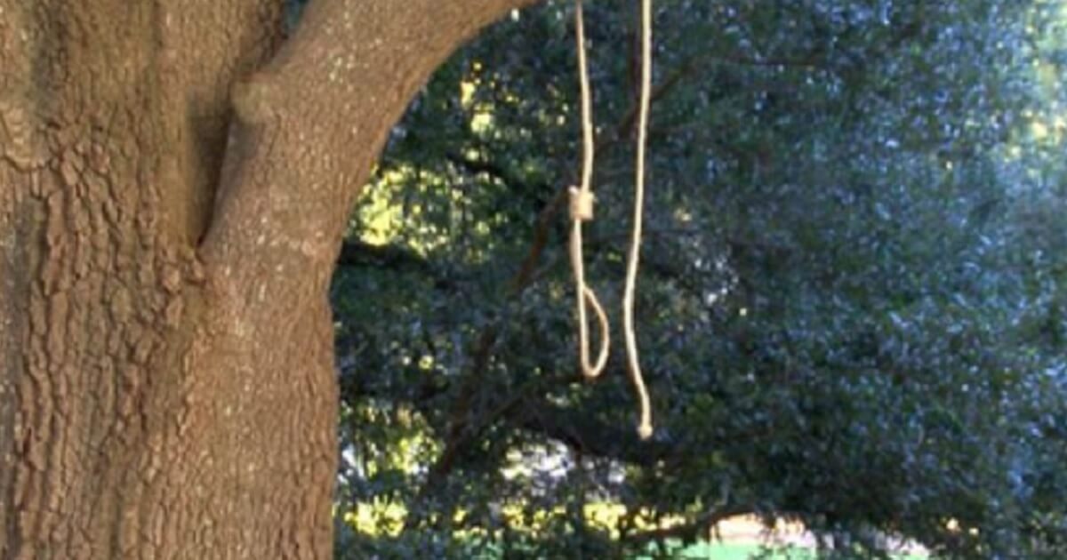 Nooses hung Monday around the grounds of the Mississippi Capitol by Democrat supporters.