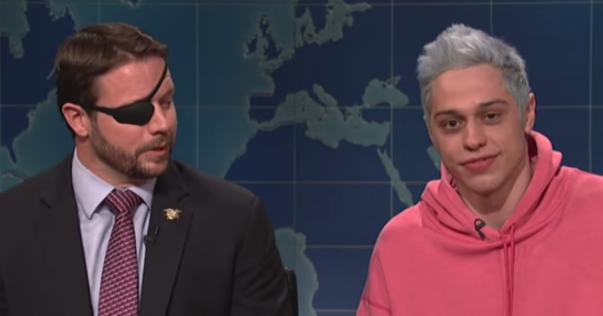 Military veteran Dan Crenshaw, left, appears with comedian Pete Davidson on NBC's 'Saturday Night Live.'