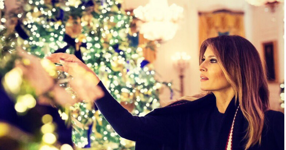 Melania Trump decorating for Christmas