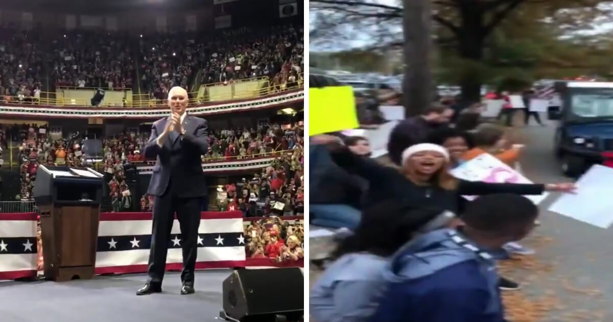 Republicans vs. Liberals at a rally