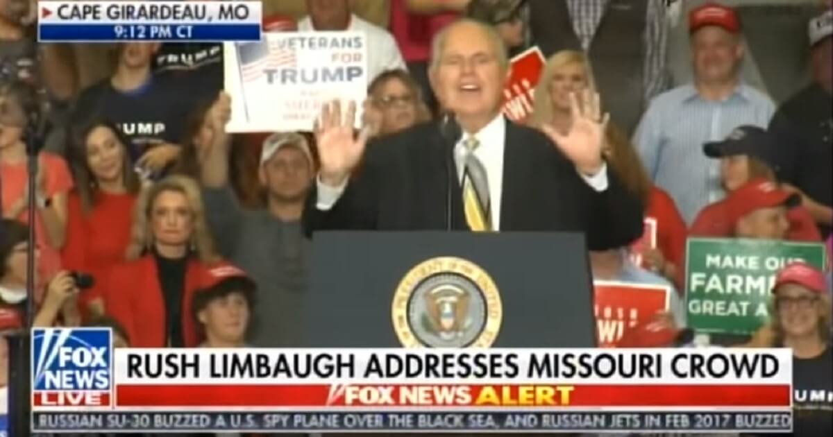 Conservative radio giant Rush Limbaugh had the crowd so energized at President Donald Trump's rally in Missouri on Monday he had to motion them to silence.