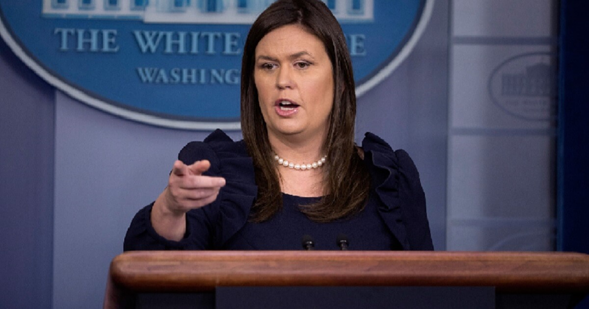 White House press secretary Sarah Sanders fields a question from the press corps in a file photo from an August media briefing.