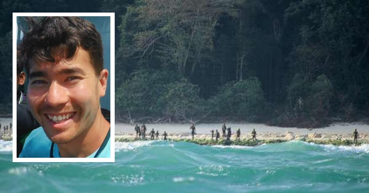 The dangerous and isolated Sentinelese tribe of India's North Sentinel Island. Inset: John Allen Chau.
