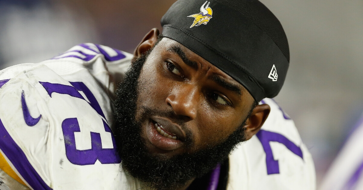 Defensive tackle Sharrif Floyd of the Minnesota Vikings on the sidelines during a 2015 game against the Arizona Cardinals.