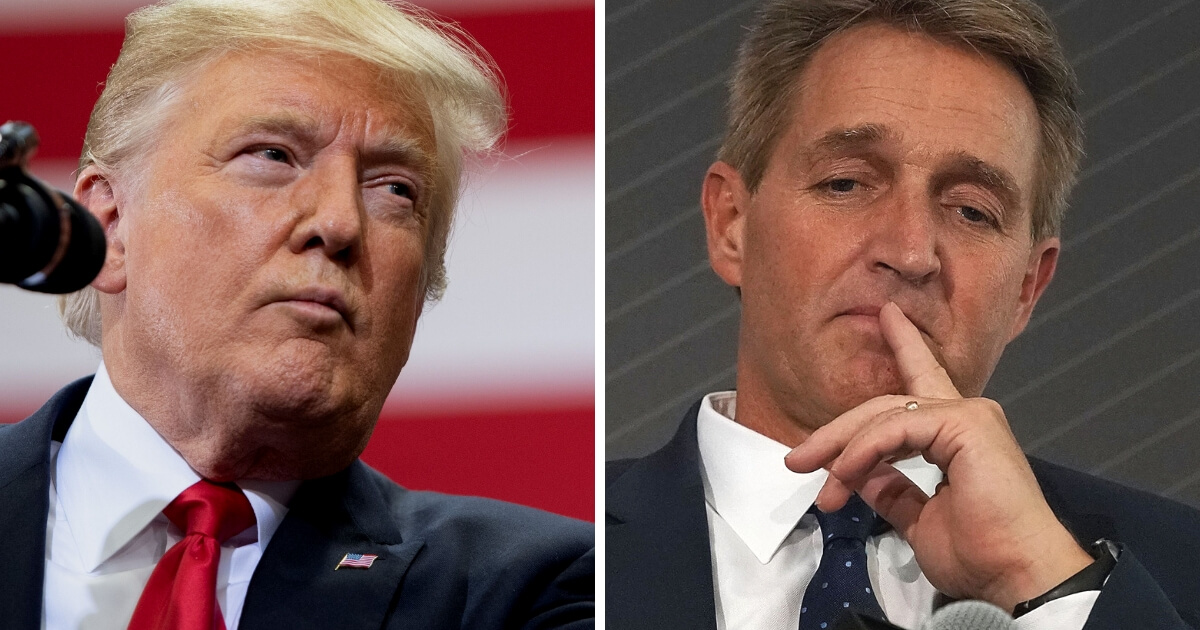 President Donald Trump, left, and Sen. Jeff Flake.