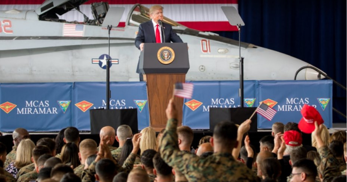 President Donald Trump visits Marine Corps Air Station Miramar in California.