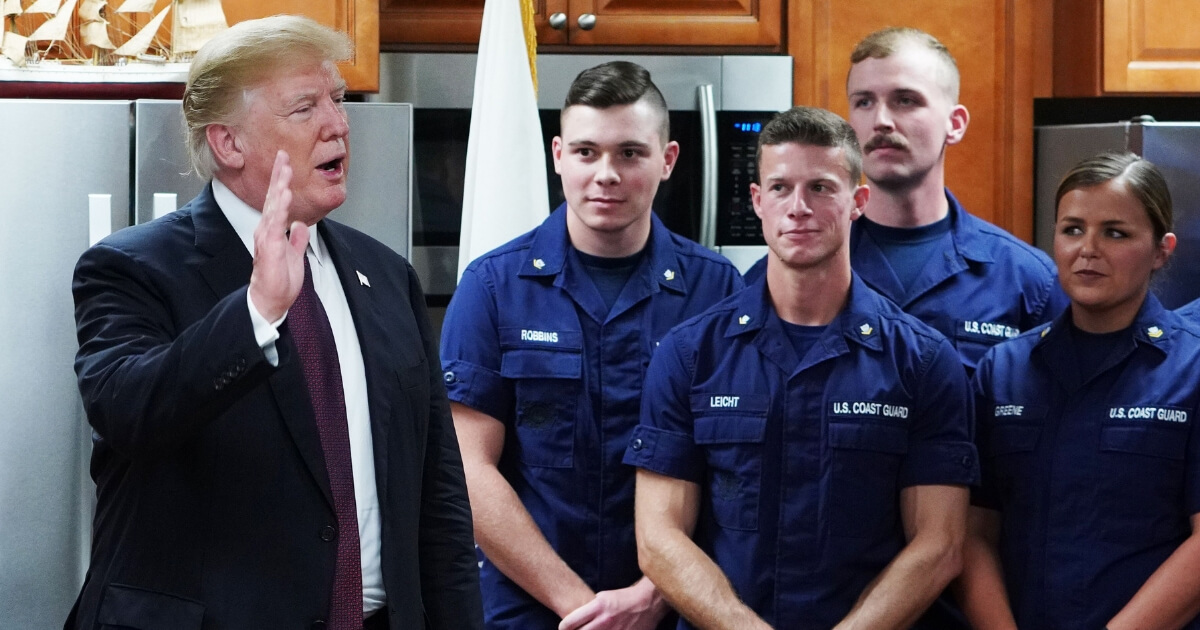 Trump and Coast Guard members