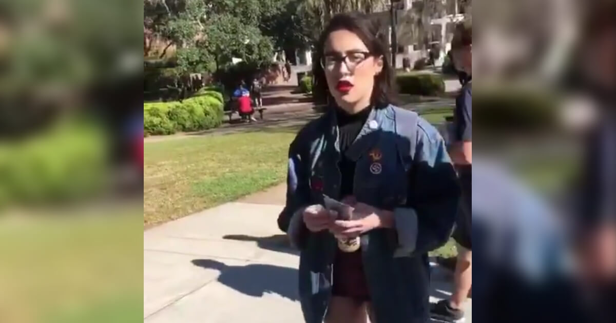 A young woman confronted Republicans on the Florida State University campus and said they support Nazis.