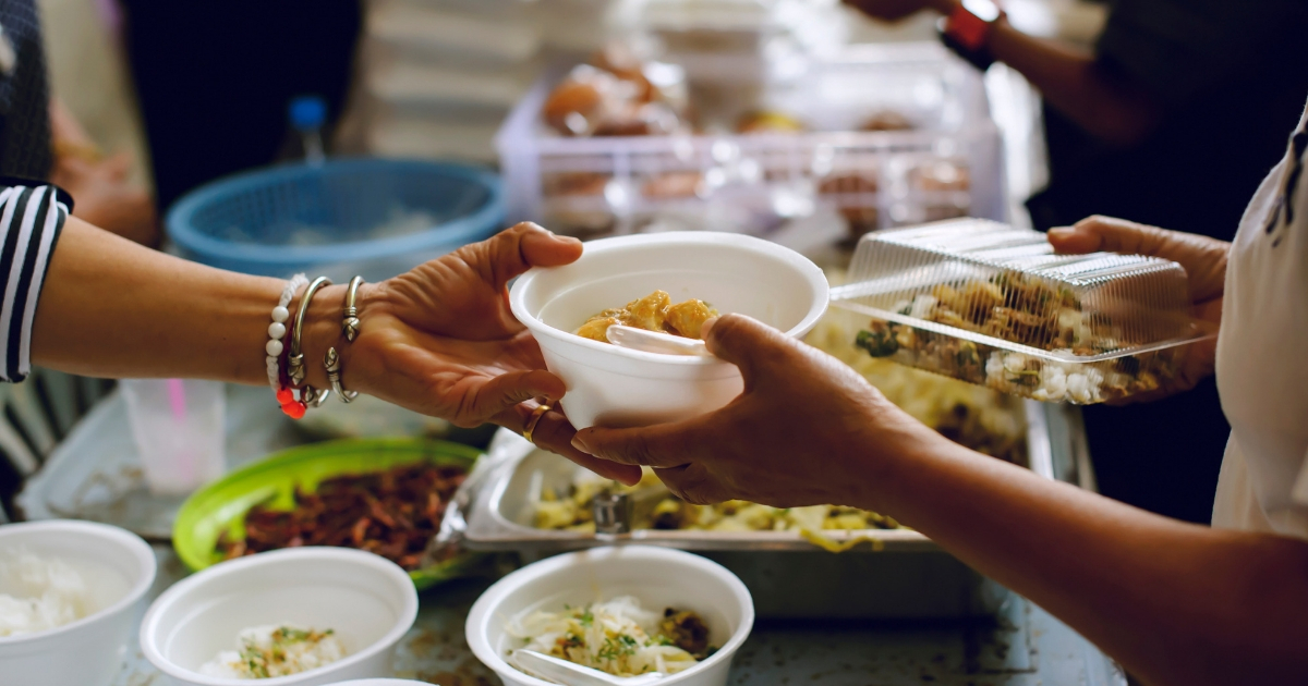 People handing out food