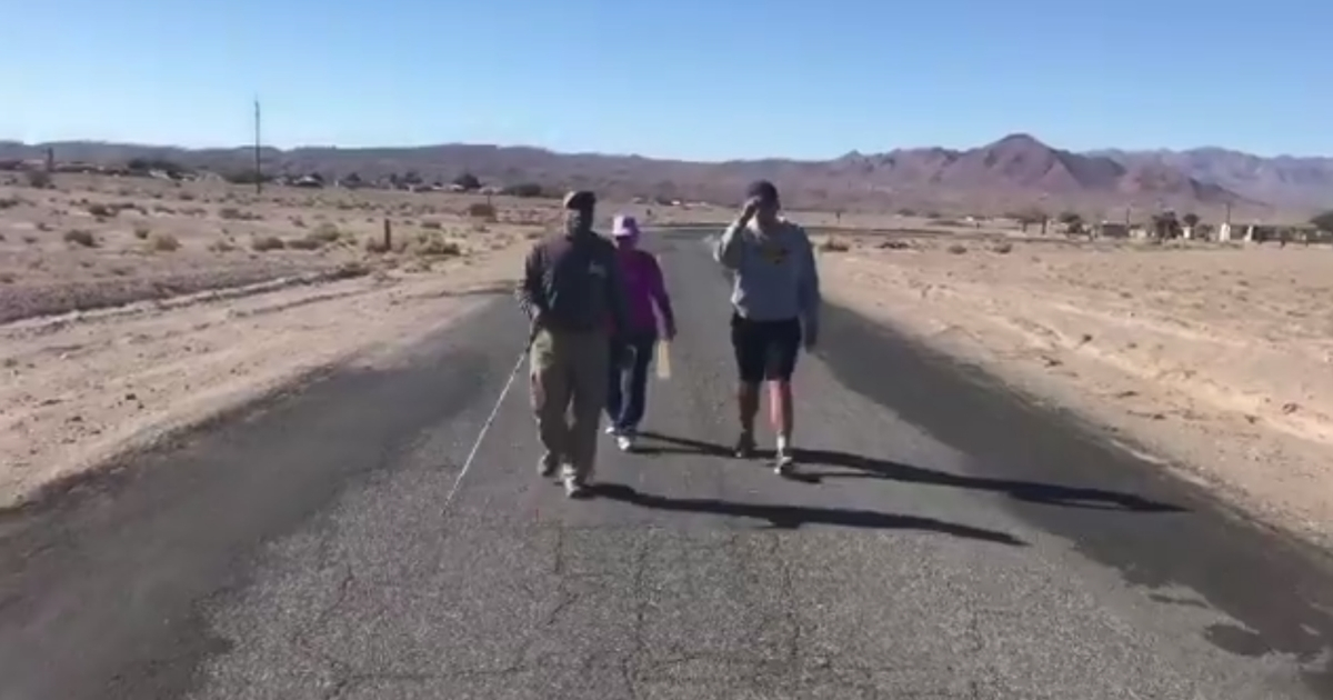 Blind man walking from Long Beach to Las Vegas