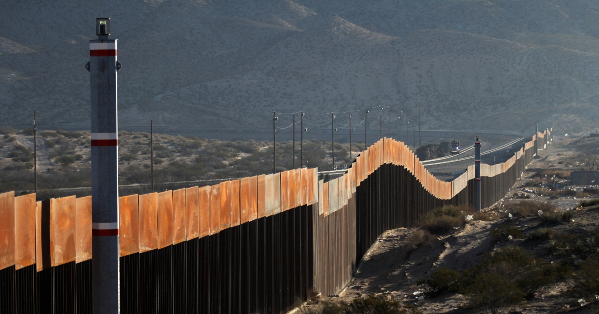 A view of the border wall between Mexico and the United States